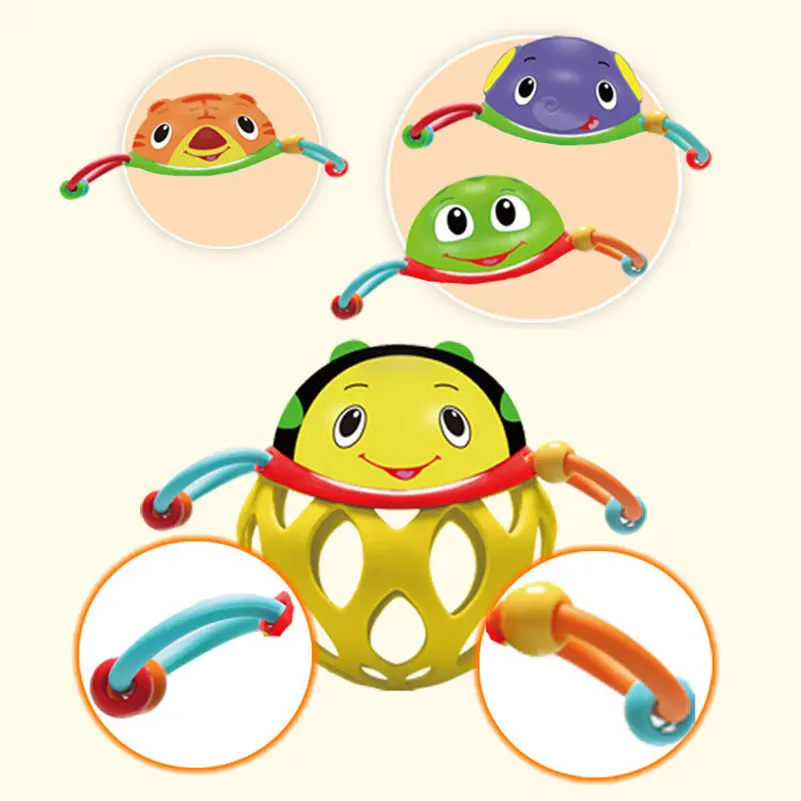 

Baby infant Animal Teether Gum Rattle Grasp Hand appease Owl cute cartoon growing Funny catch ball early education plastic Toy