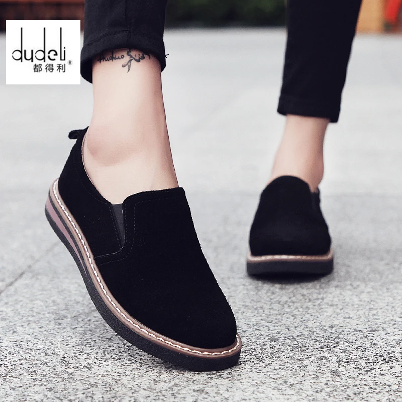 Otoño 2018! zapatos planos para de DUDELI, zapatos planos para mujer, mocasines planos de ante, zapatos de cuero hechos a mano, zapatos náuticos negros oxfords - AliExpress Calzado