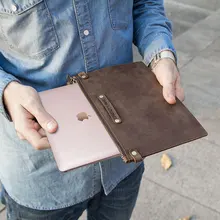 Для MacBook Защитная Кожаная сумка для ноутбука 12 дюймов на запястье на молнии из натуральной кожи защитный кожаный чехол