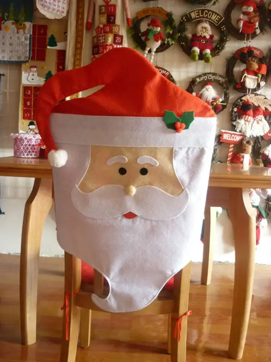 1 пара Прекрасный Mr& Mrs Санта Клаус Рождество Обеденная Чехлы для стульев Главная партия Декор