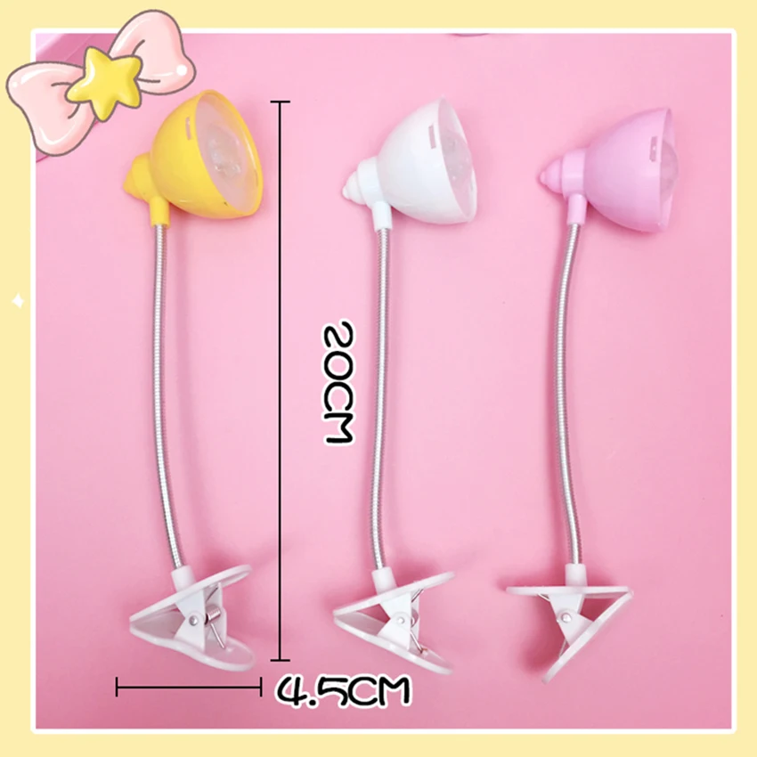 Mini Reading LED Light Clip-on Flexible Lamp Lampshade Type Portable Lighting Kids Bedroom Kawaii Night Lights