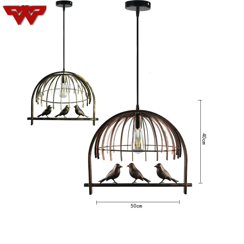 

Retro industrial creative iron small birdcage chandeliers Scandinavian post-modern American food hangers free shipping
