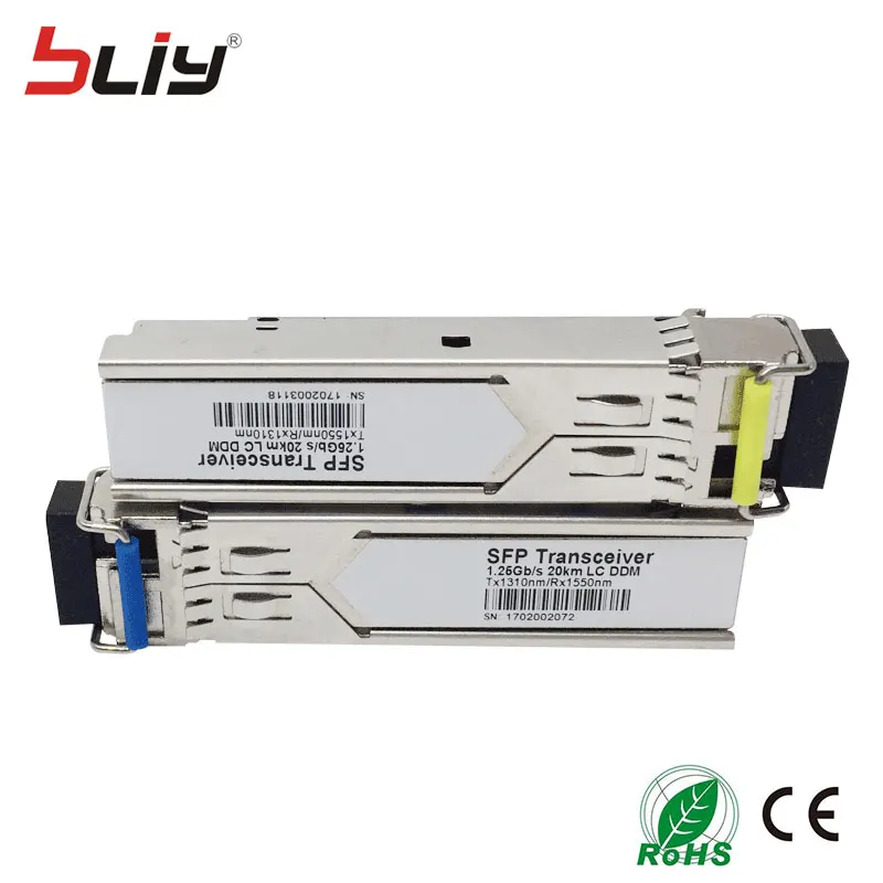 1 пара волоконно оптических sfp media converter 10/100/1000 м 1.25 г mini gbic lc 20 км wdm модуль одного
