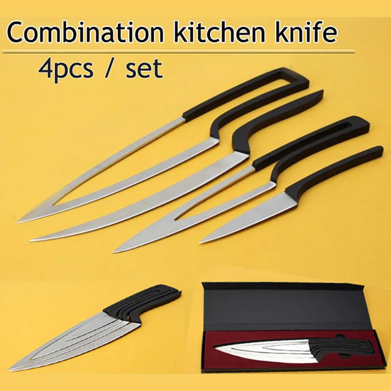 Multifunction Kitchen knives 4pcs set camping stainless steel Knife Sets chef knife peeler Boning Cleaver Utility
