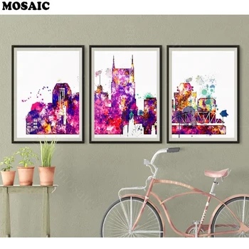 

5d DIY Diamond Painting stickers Diamond Embroidery Abstract Nashville Skyline"Full Rhinestone 5D Mosaic christmas decorations