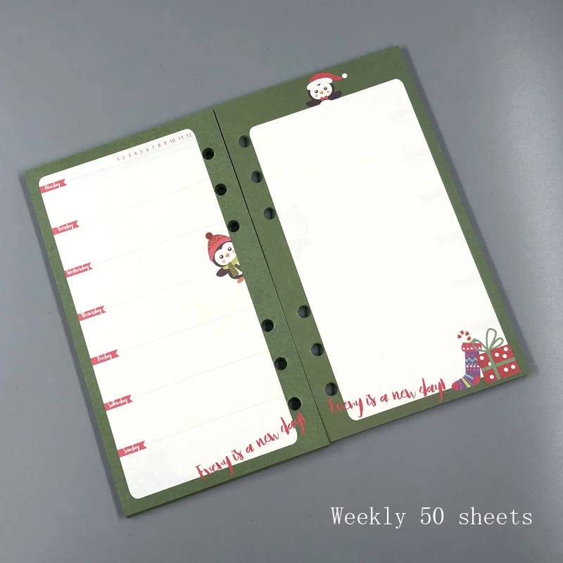 Lovedoki дневник заправка A6A5 Еженедельный ежемесячный планировщик наполнитель бумага для Filofax Dokibook Binder тетрадь школьные канцелярские принадлежности - Цвет: Christmas Weekly
