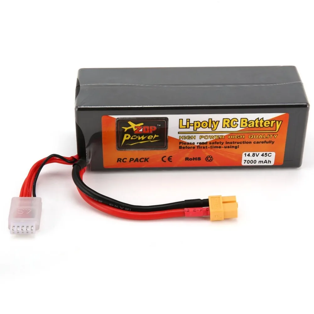 

ZOP Power 14.8V 7000mAh 45C 4S 1P Lipo Battery XT60 Plug Rechargeable for RC Racing Drone Quadcopter Helicopter Car Boat Model