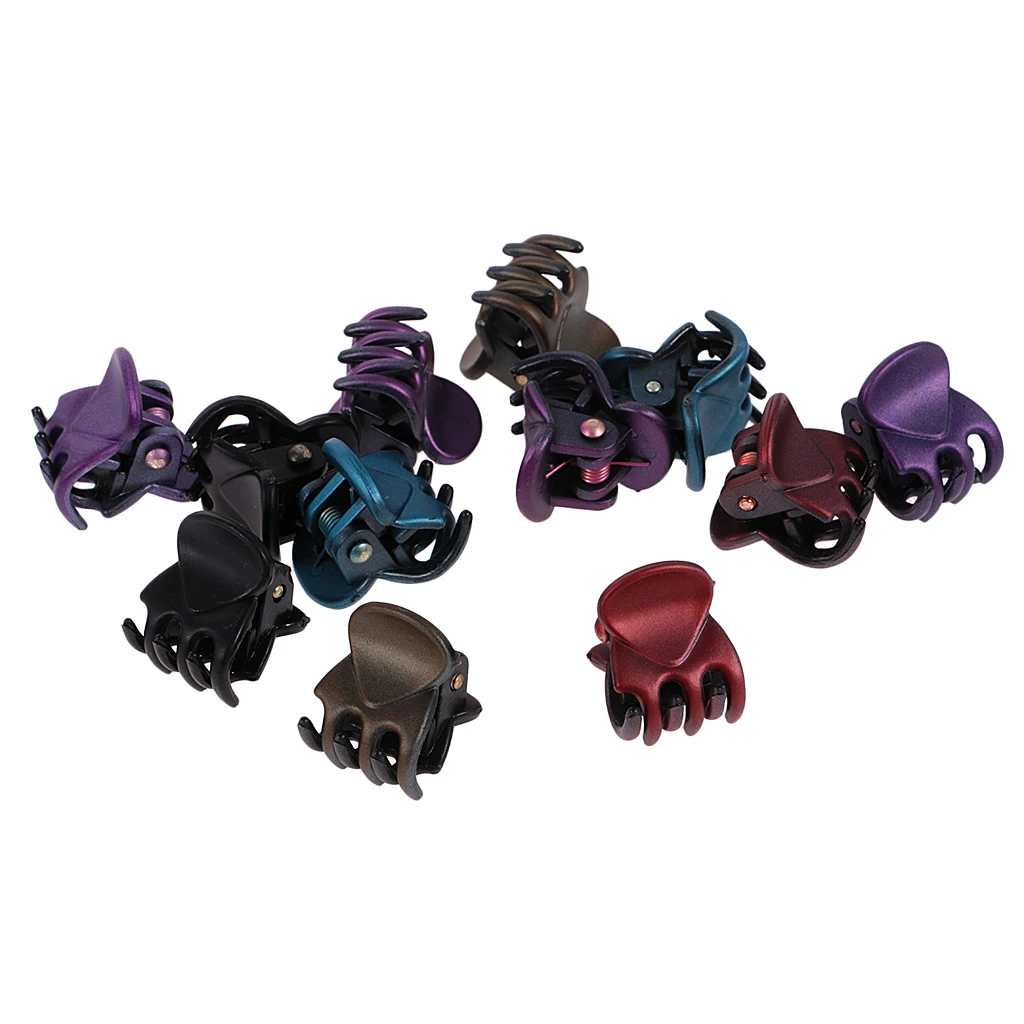 12 Pieces/ Lot Resin Lady Girl Mini Hair Resin Claws Clamps Clips Hair Grips for Holding Hair up and Styling