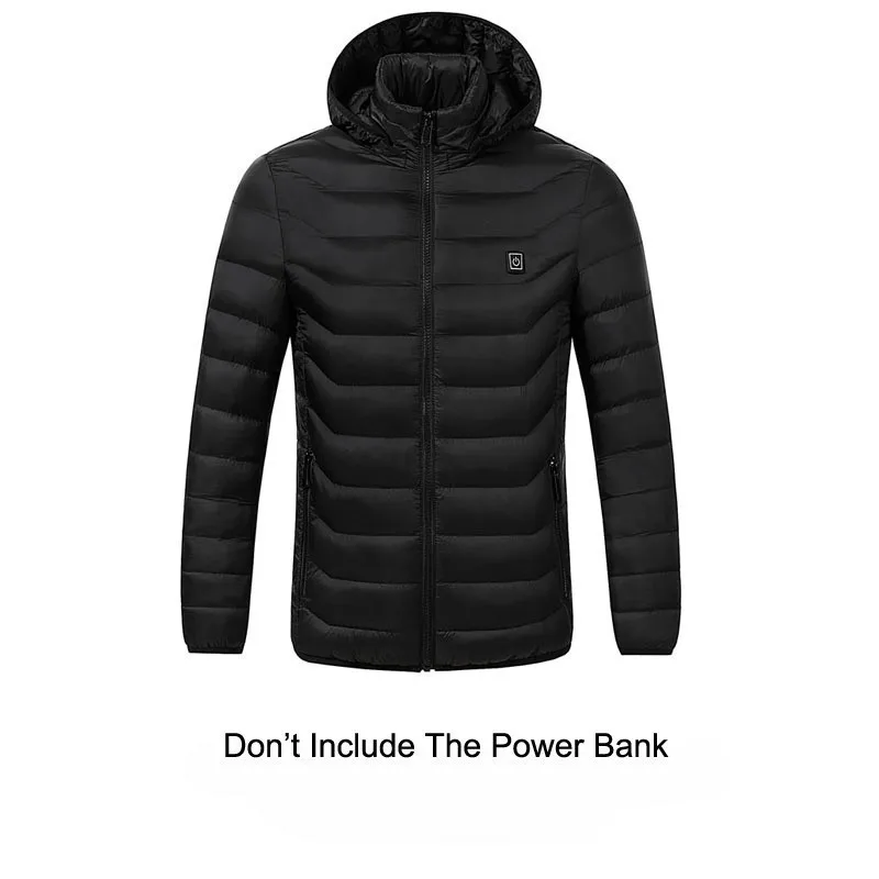 Зимние теплые походные куртки для мужчин и женщин, умный термостат с капюшоном, USB одежда с подогревом, водонепроницаемая ветровка, мужские черные флисовые куртки - Цвет: Черный