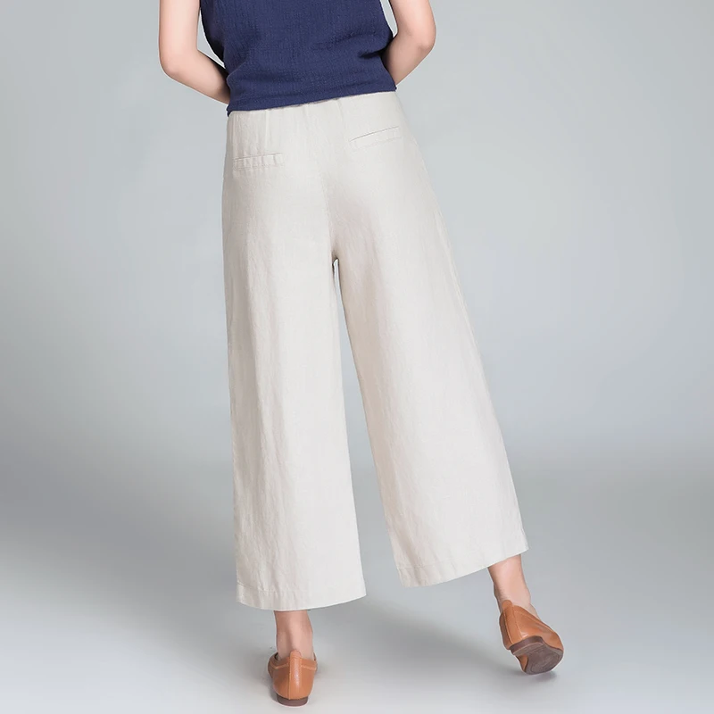 Lin Mince Neuf blanc Décontractés Casual Lâche Vêtements Beige De kaki Et noir Pantalon Été rose Large Femmes Pantalon Coton Pantalon Jambe Porter 2018 w4aItq4