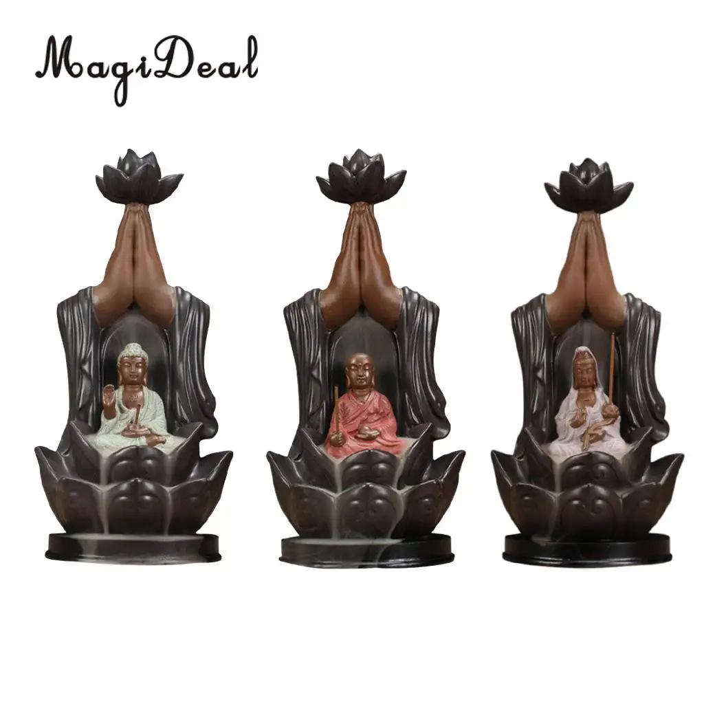 Beste MagiDeal Chinese Geglazuurde Keramische Zitten Seated Meditatie Boeddha Meditatie Standbeeld Figurine Miniaturen Home Decoratieve Ornament