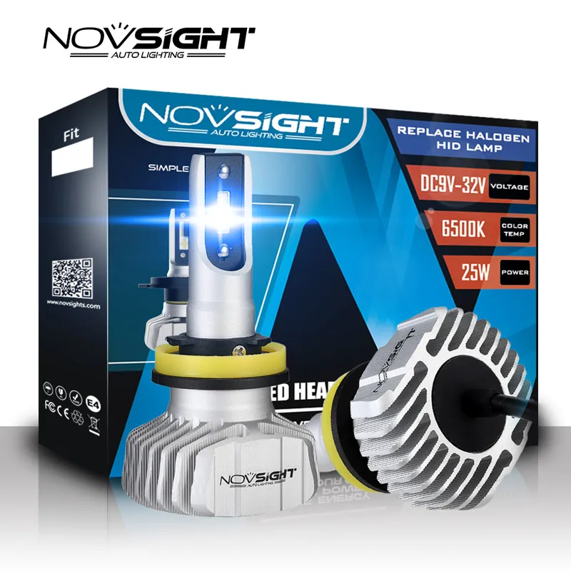 NOVSIGHT h11 светодиодный фары лампы 50 Вт 10000LM 6500K супер белый 24В 12В H11 h8 для передних