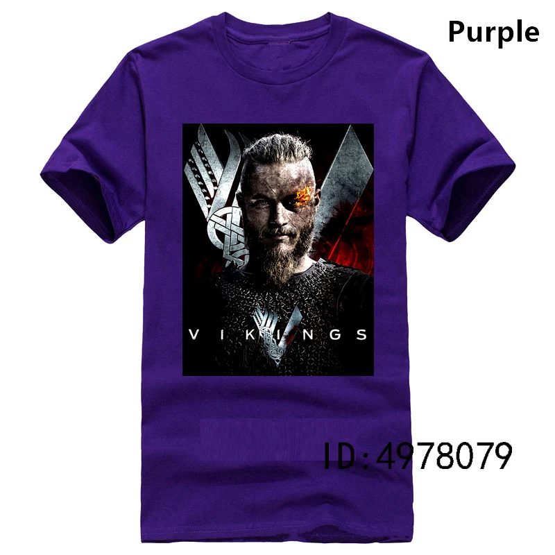 Vikings Ragnar, Мужская футболка для бровей, ТВ-шоу, Lothbrok King Norse Warrior, футболка с короткими рукавами - Цвет: Фиолетовый