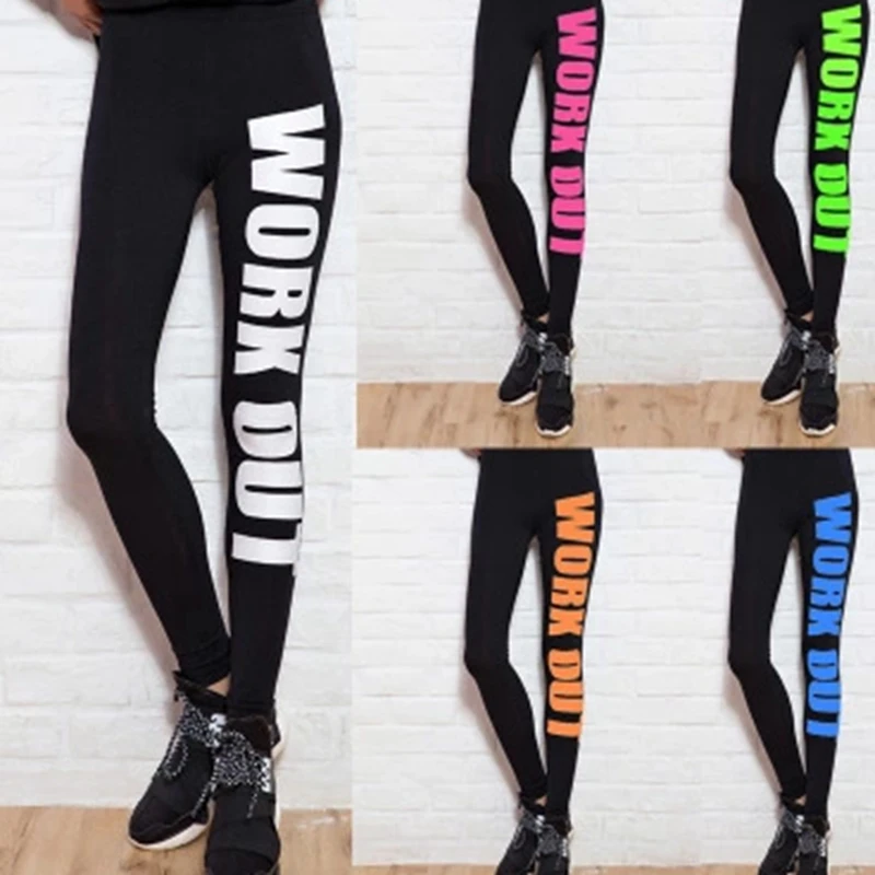 Женские спортивные штаны для бега, йоги, Регулируемая Талия, штаны для бега, с буквенным принтом