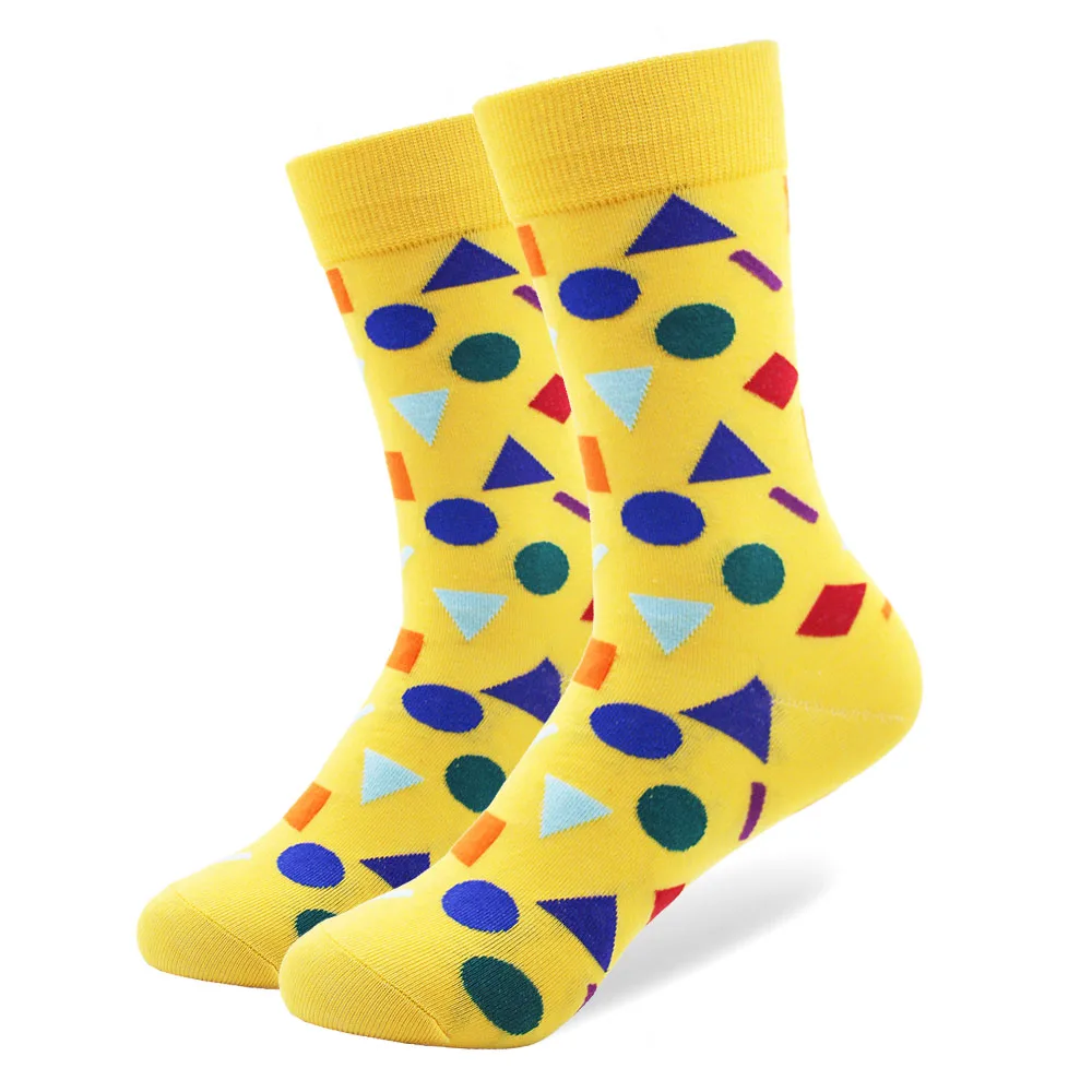 Мужские цветные мини-носки из чесаного хлопка с бриллиантами, высокое качество, свадебный подарок, повседневные Веселые носки - Цвет: 067-1