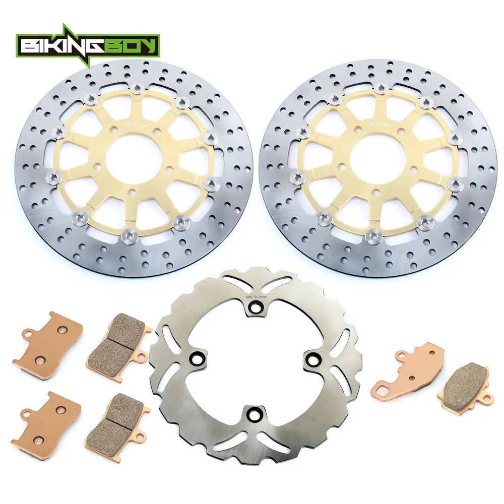 BIKINGBOY для Kawasaki Z1000 03 04 05 06 Z 1000 2003 2004 2005 2006 ZR1000 Передние Задние тормозные диски роторы диски+ колодки полный комплект - Цвет: Round Gold ZC