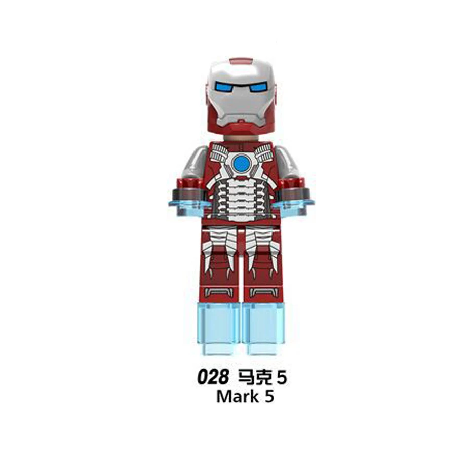 X027 X034 AvengersING Marvel hero совместимый Железный человек полный набор mark All series детская