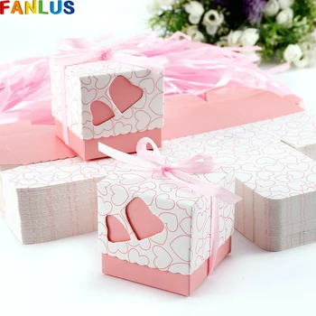 

50pcs/Bag Wedding Gift Candy Box Heart Shape paper Packaging Birthday Party Baby Shower Paper Box Boite Dragees De Mariage Decor