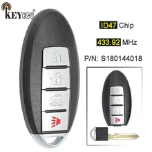 KEYECU 433,92 MHz ID47 P/N: S180144018 Замена умный дистанционный автомобильный брелок 3+ 1 4 кнопки для Ниссан алтима Максима 2013