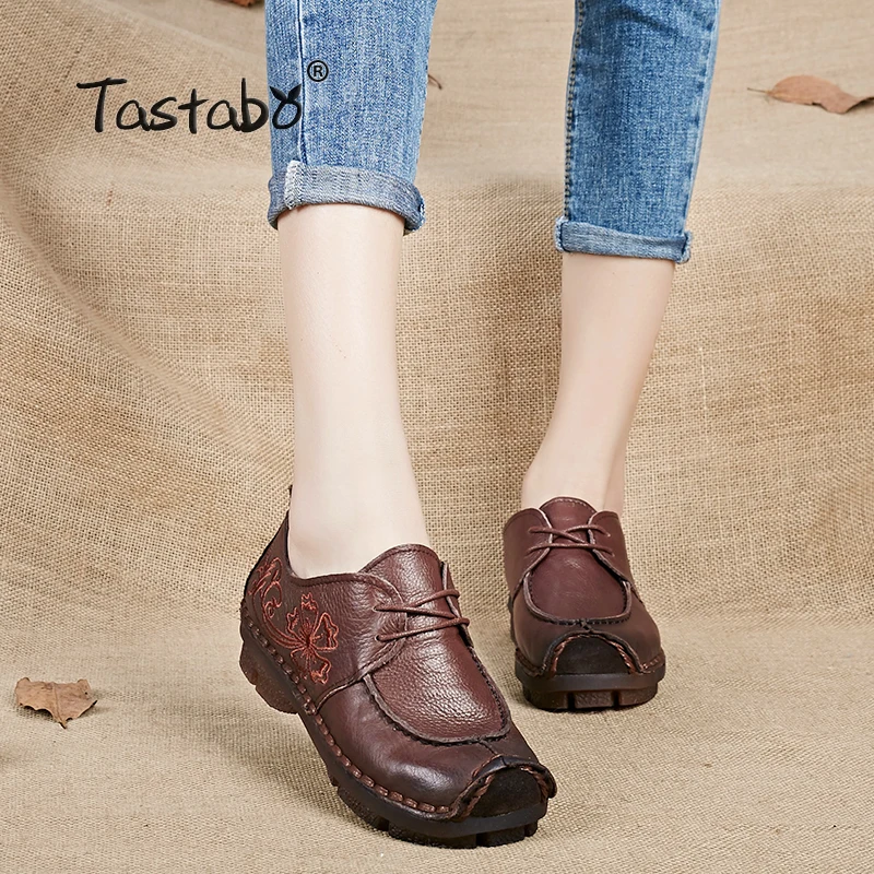 

Tastabo Handmade vintage Soft Comfortable Shoes Woman Driving Walking Mother Shoe