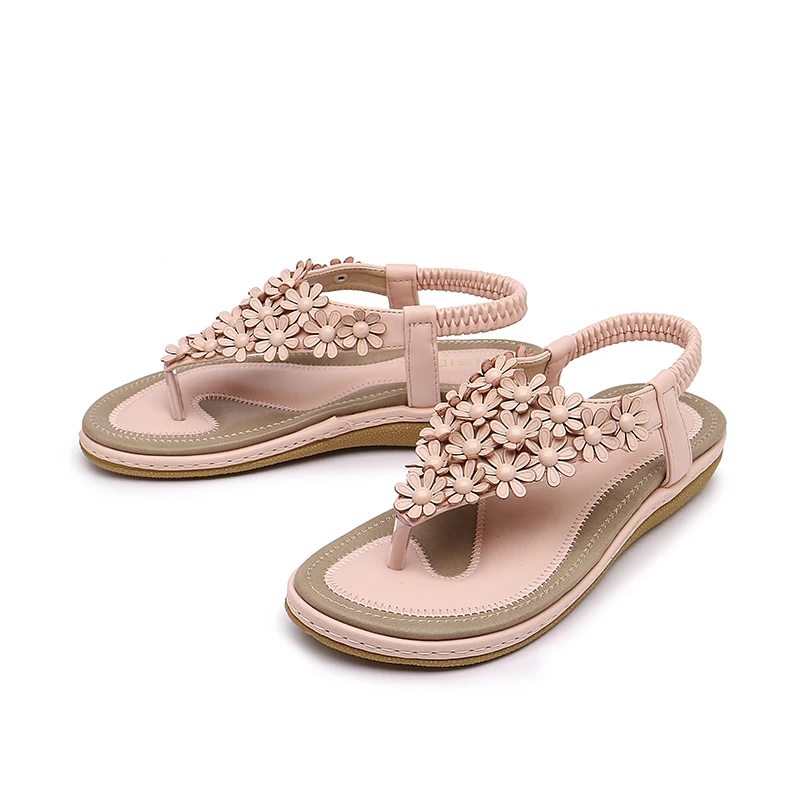 

Summer European and American flower flat shoes women's casual sandals large size women's shoes ladies simple fashion sandals