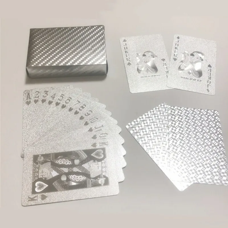 Новые водонепроницаемые игральные карты из серебряной фольги высокого качества пластиковый покер креативные игральные карты креативный подарок покерные карты