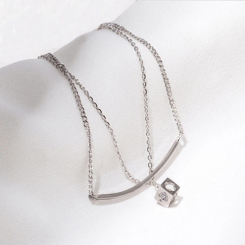 

Ruifan Wholesale Doule Layer Magic Cube Shape Cubic Zircon 100% 925 Sterling Silver Chain Bracelets for Women Jewelry YBR143