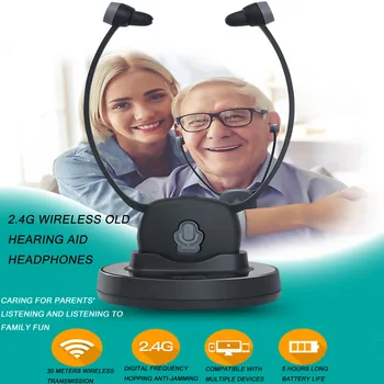 

KINCO Rechargeable 2.4G Wireless Old Hearing Aid 2.4G TV Phones Listening Headset