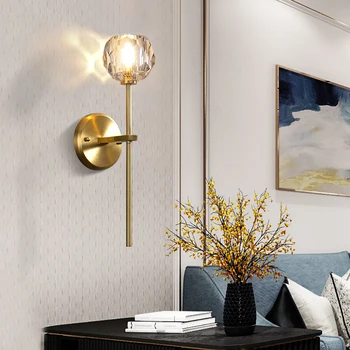 

Modren gold-bronze double wall lamps glass ball retro loft wall sconces bedroom living room hallway light fixtures