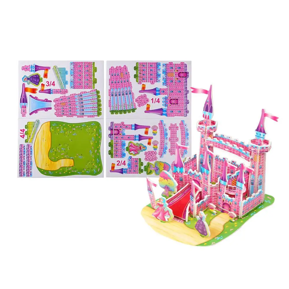 Детские головоломки набор красочные Медведи Одежда для переодевания игрушки Детские Обучающие Развивающие игрушки дропшиппинг - Цвет: Pink Castle