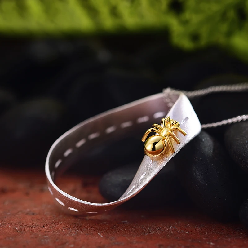 Lotus Fun Real 925 Sterling Silver Handmade Fine Jewelry Creative Hardworking Ant Design Pendant without Necklace for Women Gift