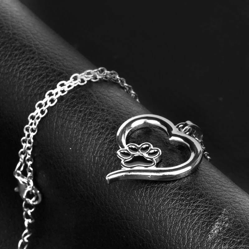 Hollow Pet Paw Print Necklaces Cute Animal Dog cat Memorial jewelry