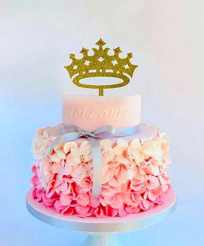 Vintage Crown Cake Topper Decor Queen Princess Cake Party Baby Girls Birthday 