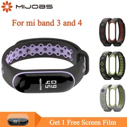 Mi jobs Sport mi Band 3 4 ремешок на запястье для Xiaomi mi Band 4 силиконовый браслет для mi band 4 3 Смарт часы браслет