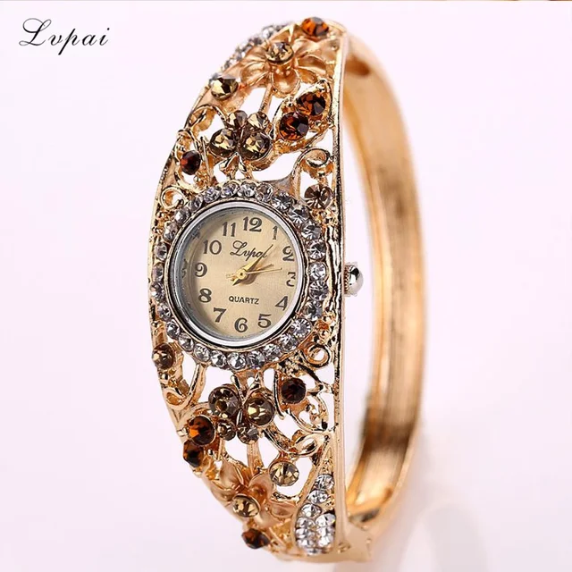 Lvpai Women's Watch Alloy Crystal Bracelet Flower Wrist Watch Women Clock Quartz Lvpai Women's Watch Alloy Crystal Bracelet Flower Wrist Watch Women Clock Quartz