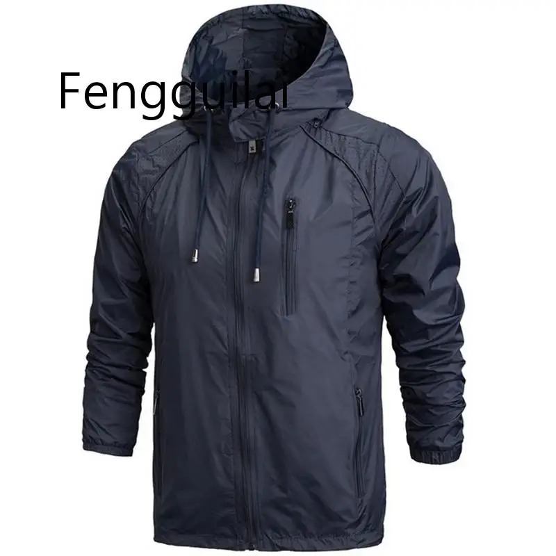 

Hot Sale Men Sportwear Jacket Spring Autumn Winter Thin Military Windbreaker Hooded Zipper Jackets Mens Outwear Sunscreen Coats