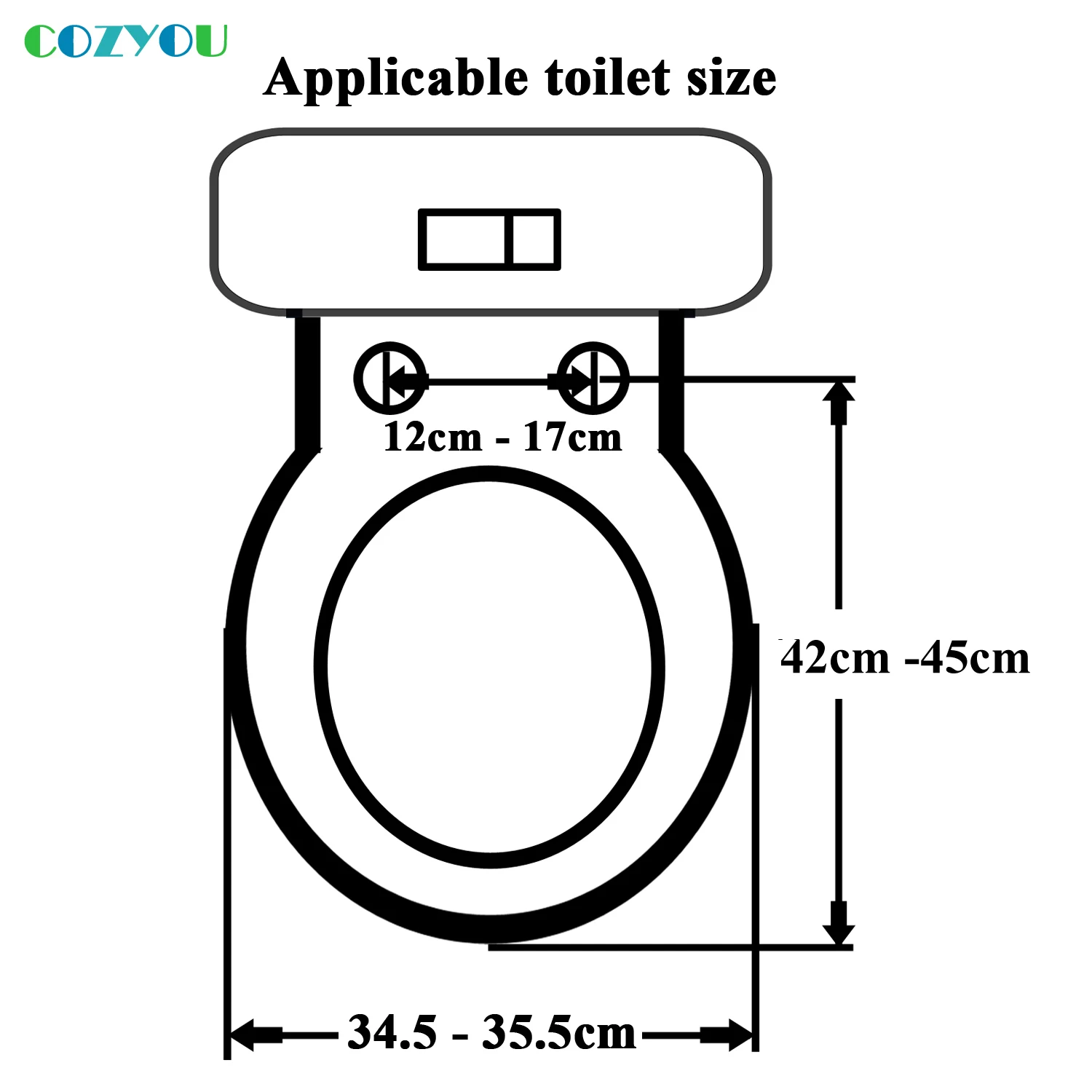 COZYOU унитаза Круглый О форма медленно закройте PP крышку унитаза выше установки Длина 420 мм-450 мм Ширина 345 мм-365 мм GBP17269PO