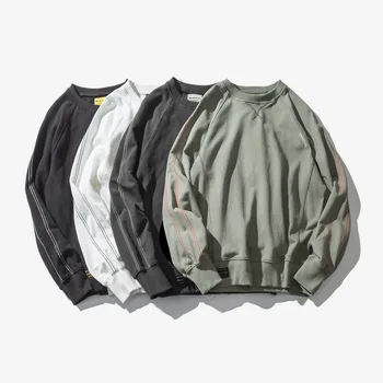 

2019 Autumn New Japanese-Style Streetwear Simple Men's Sweatshirt Crew Neck Pullover Top inflooring Origional Men's Clothing