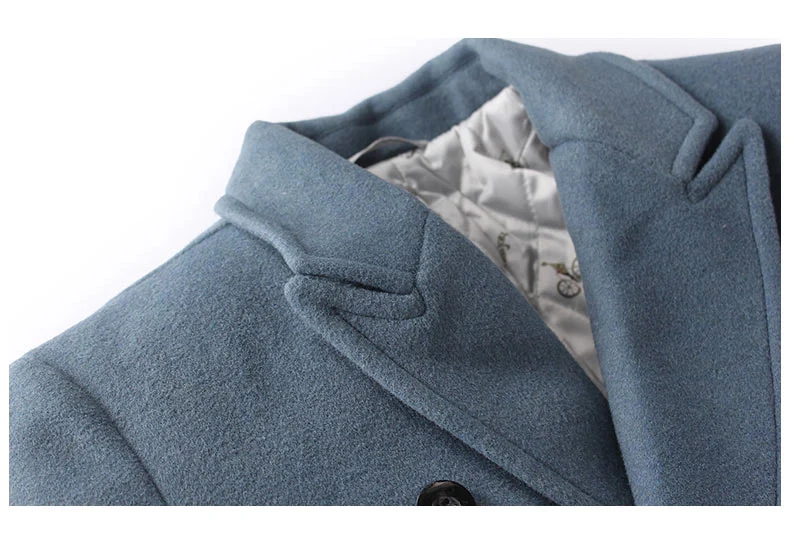 Super Slim Высокое качество Для мужчин двубортный 32% шерсть отложной воротник Длинные Смеси для отдыха человек пиджаки синий хаки черный 3XL 2XL