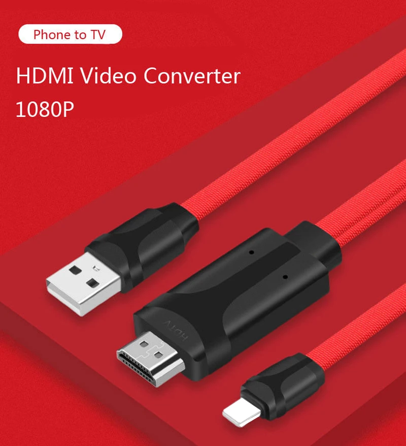 

HDTV AV Adapter For iPhone HDMI Cable w/ USB Charging Video Converter Screen Mirror for iPad for iPhone x 8 7 6 Plus iOS11 to TV