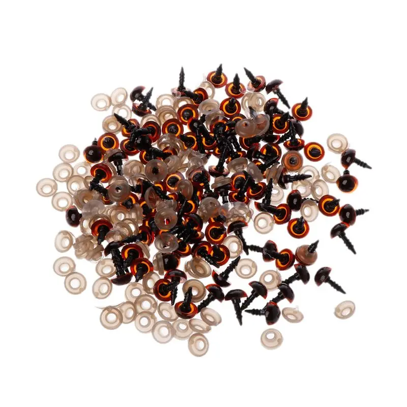 

100pcs 10mm Plastic Safety Eyes For Bear Stuffed Toys Snap Animal Puppet Doll Making DIY Crafts With Washers