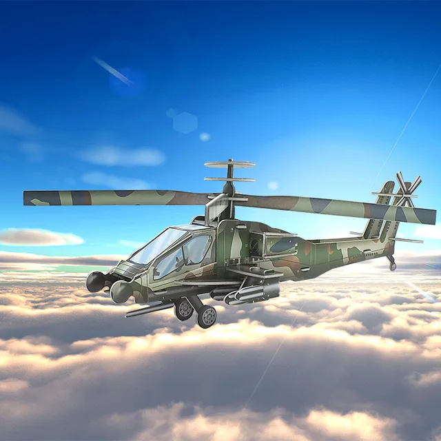 3D Puzzle DIY Model Kids Toy Military Style Military Helicopter Puzzle 