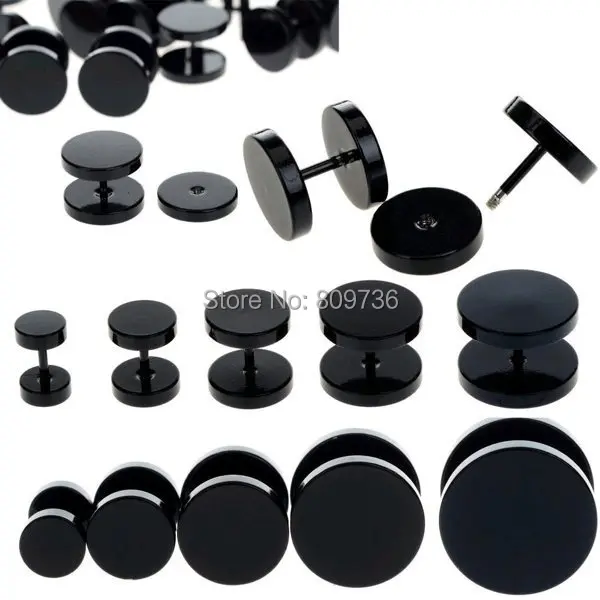 10pcs Black Stainless Steel Fake Cheater Ear Plugs Gauge Body 10pcs Black Stainless Steel Fake Cheater Ear Plugs Gauge Body Jewelry Pierceing Earring For Men