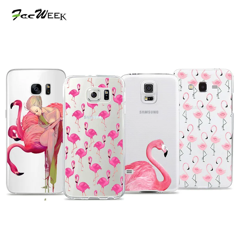 Фламинго Для Samsung Galaxy Grand Prime G530 S5 S6 S7 Края телефон Случаях Животное Птица Кремния