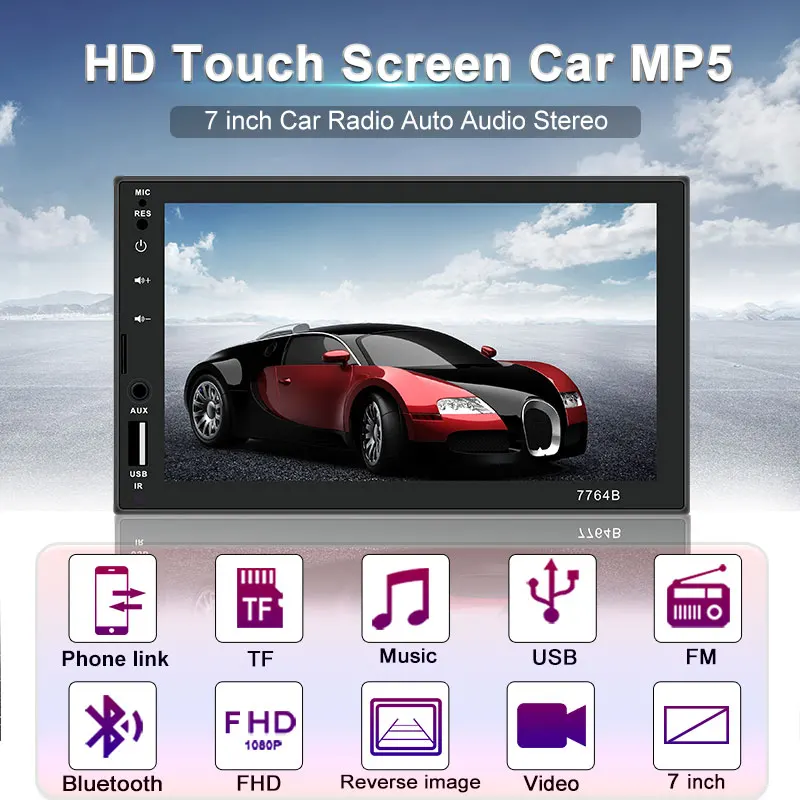 2din Автомагнитола 7 дюймов сенсорный mirrorlink Android плеер 2 DIN MP5 плеер Авторадио Bluetooth Камера заднего вида магнитофон