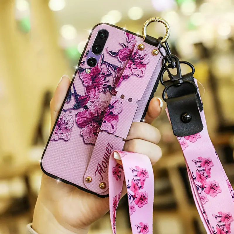 

P30 Case Wristband Shockproof Soft Case For Huawei P30 Pro P20 Pro Lite Jewelled With Hanging Rope Glitter Wrist Strap For P20