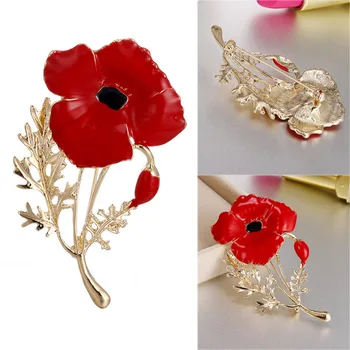 

Stylish Wild Brooch Personality Women Premium Rose Red Flower Brooch Pin Bridal Accessory Gold High Quality Brooch Jewelry L0327
