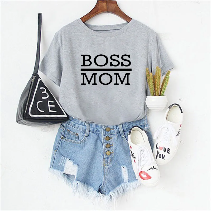 Футболка с коротким рукавом LUSLOS Boss Mom Dad мужская и женская летняя футболка