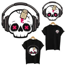 Утюжок на нашивках череп полосы передачи плавкая одежда термо-Стикеры для одежды на одежде термочувствительный пользовательский патч цветок аппликация