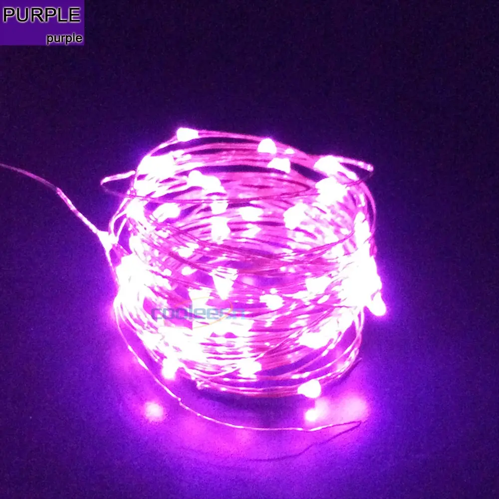 1 м, 2 м, 3 м, 4 м, 5 м, 10 м, водонепроницаемый медный провод, светодиодный светильник на батарейках, Светодиодная лента, гирлянда, лампа для украшения рождества, праздника - Испускаемый цвет: Purple
